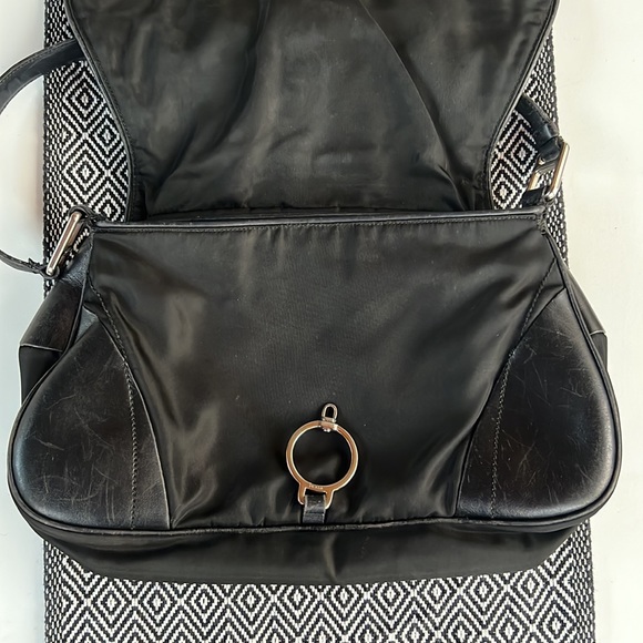 Rare Vintage PRADA Nylon Tessuto Leather Shoulder Hand Bag Purse Black GUC - Picture 6 of 15